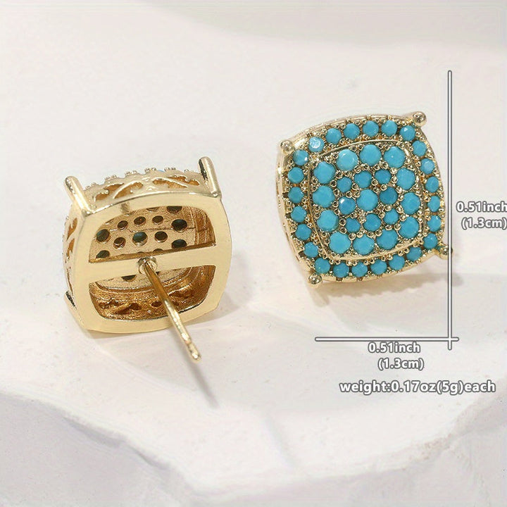 Beautiful Square Turquoise Stud Earrings