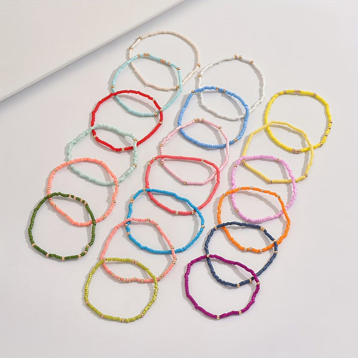 Conjunto de Pulseiras de Contas Coloridas Boho