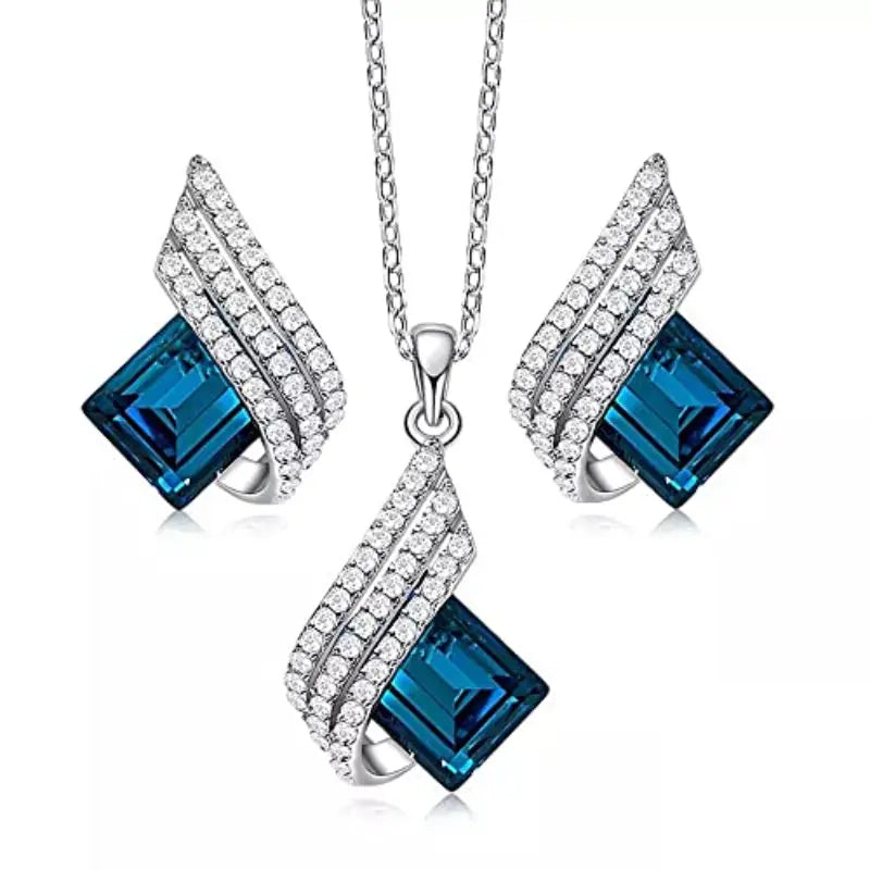 Conjunto de Joias de Safira Lustrosa