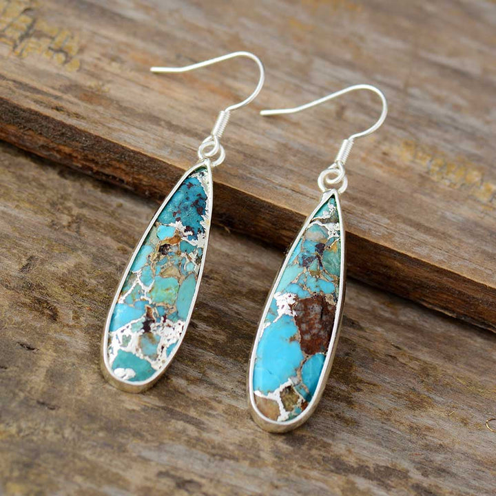 Brincos de Gota de Jaspe Turquesa