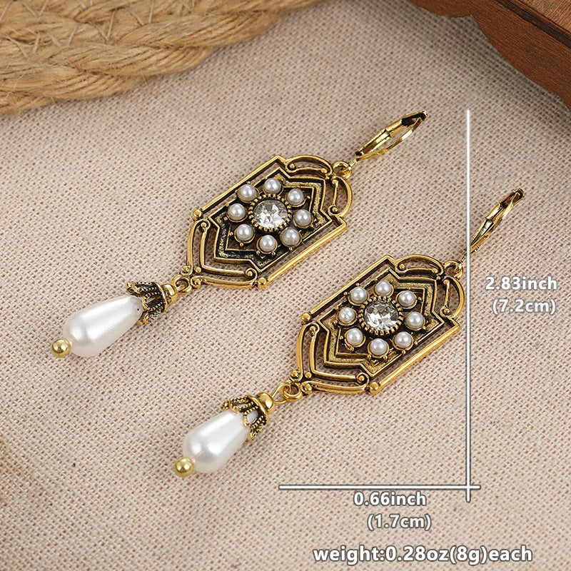 Brincos de Pérola Incrustados em Ouro Vintage