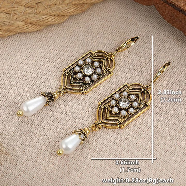 Brincos de Pérola Incrustados em Ouro Vintage