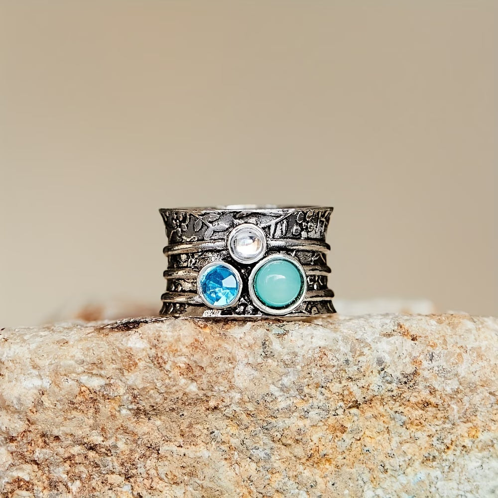 Anel de Pedra Turquesa Boho Vintage