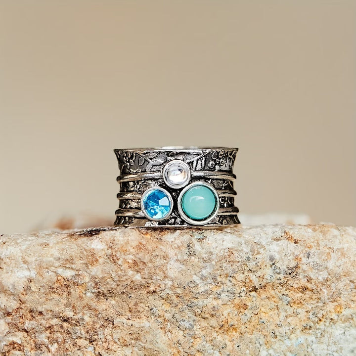 Anel de Pedra Turquesa Boho Vintage