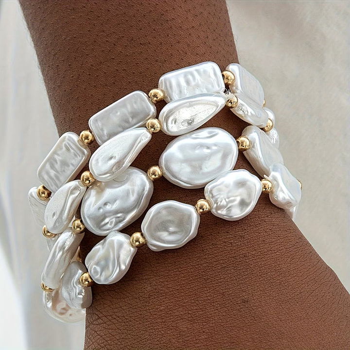 Conjunto de Pulseiras de Pérolas - 4 Peças