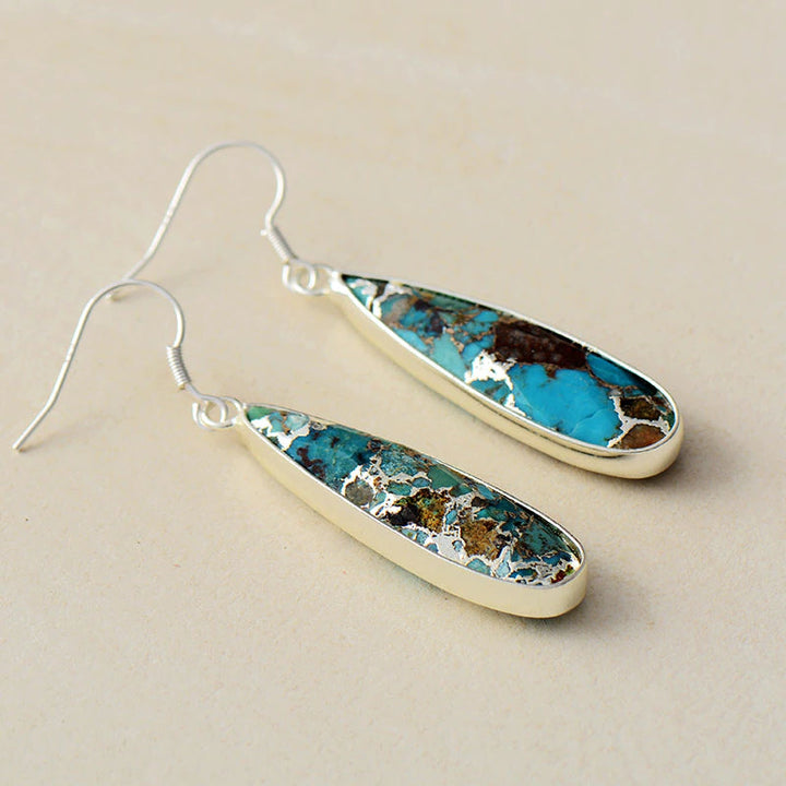 Brincos de Gota de Jaspe Turquesa