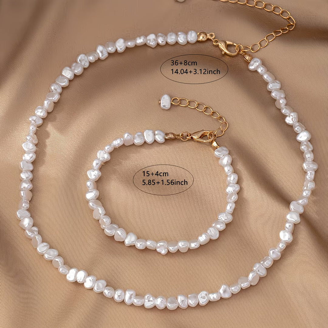 Conjunto de Colar e Pulseira de Pérola Barroca