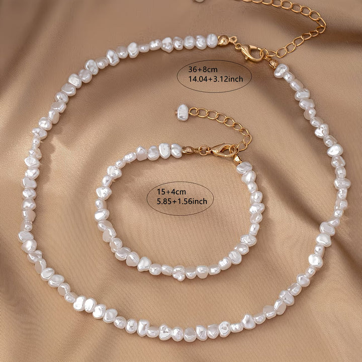 Conjunto de Colar e Pulseira de Pérola Barroca