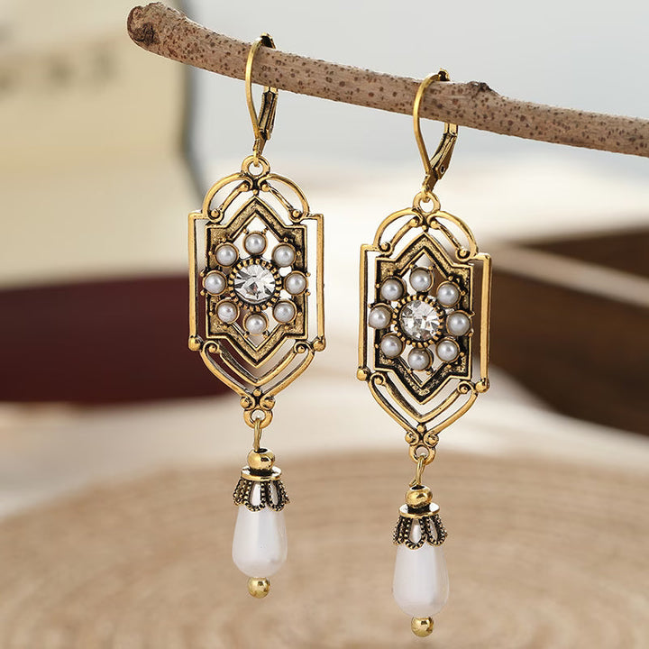 Brincos de Pérola Incrustados em Ouro Vintage