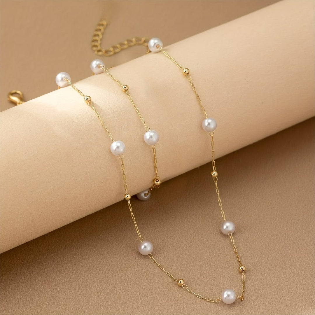 Conjunto de Joias com Corrente de Pérolas Delicadas
