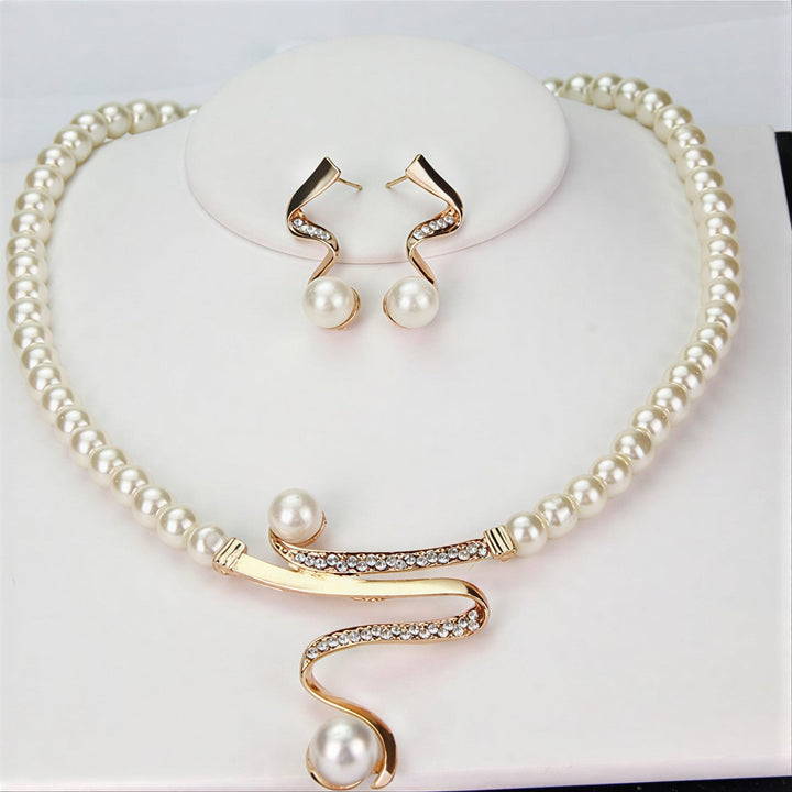 Conjunto de Colar de Pérola Natural Elegante