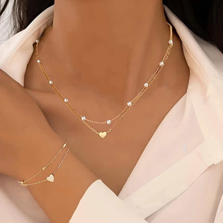 Conjunto de Colar Corações Amorosos