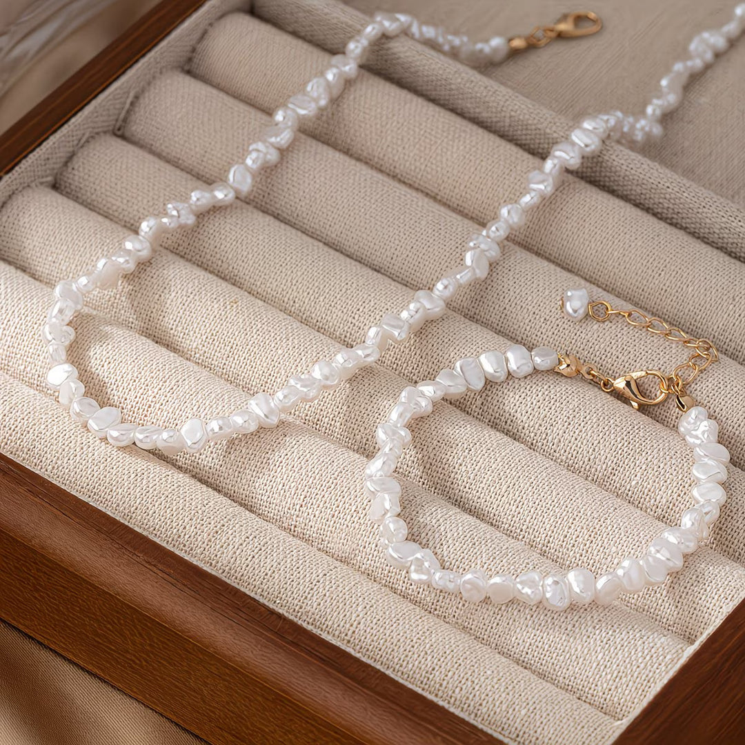 Conjunto de Colar e Pulseira de Pérola Barroca