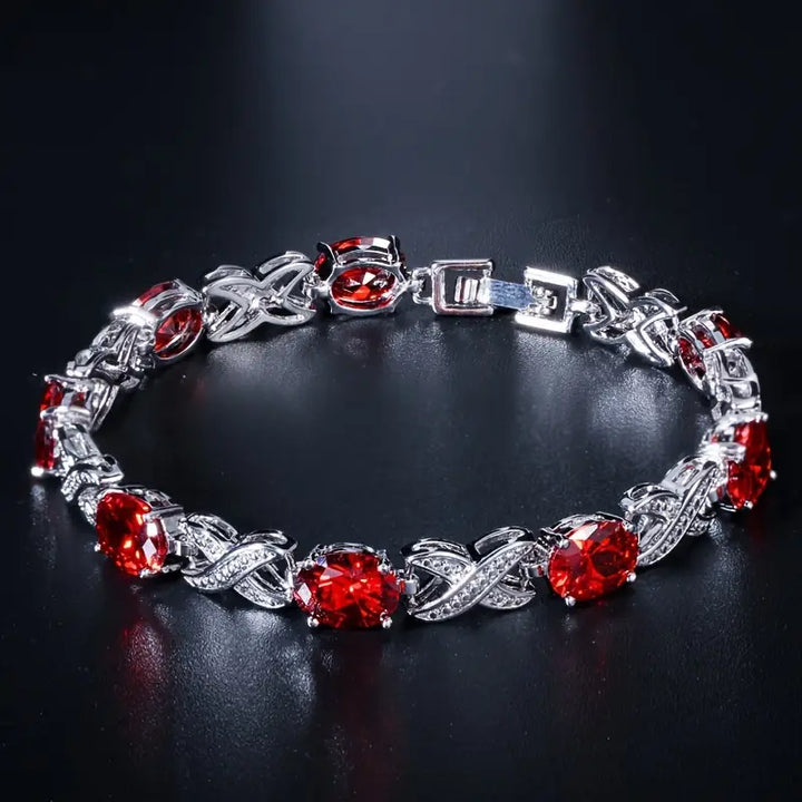 Pulseira de Cristal Rubi Elegante