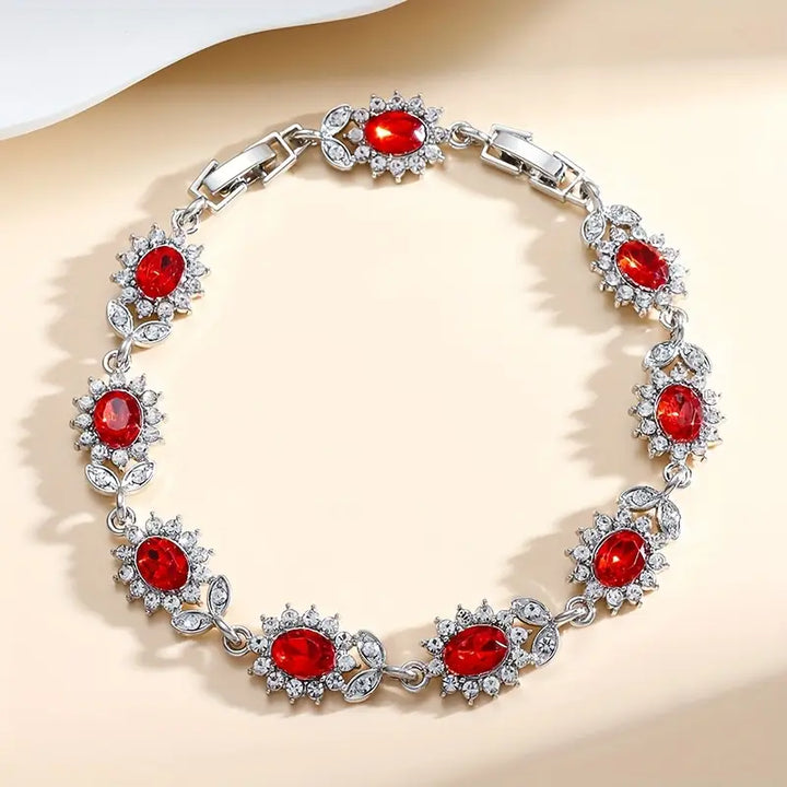 Pulseira de Ouro com Esmalte Carmesim Elegante