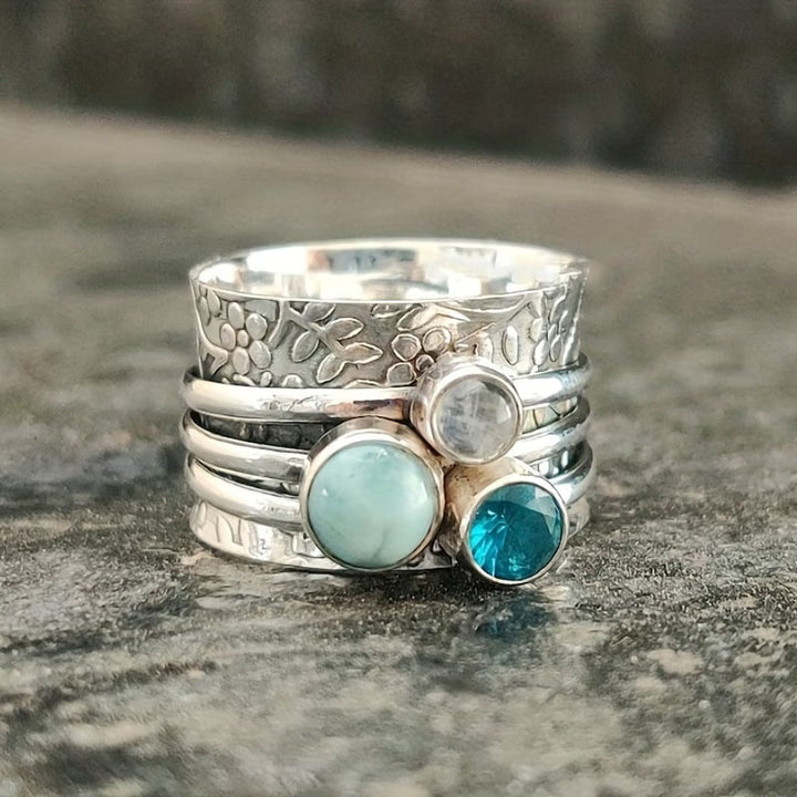 Anel de Pedra Turquesa Boho Vintage