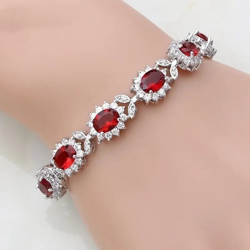 Pulseira de Ouro com Esmalte Carmesim Elegante