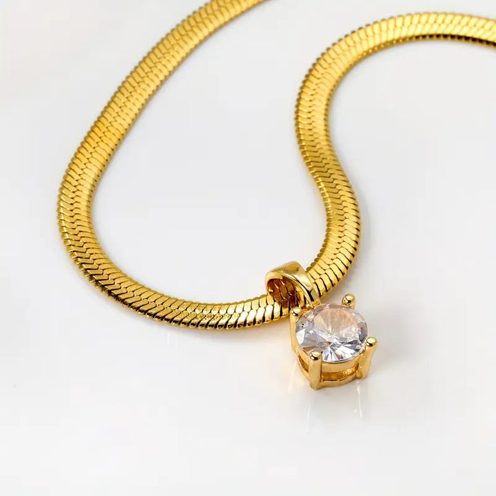 Colar de Strass Dourado Sereno