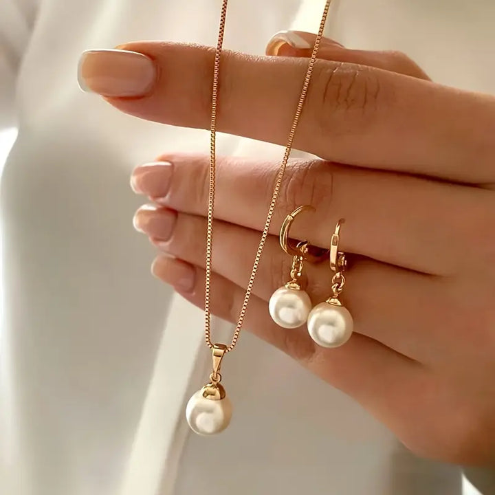 Conjunto de Colar de Pérolas Elegante e Gracioso