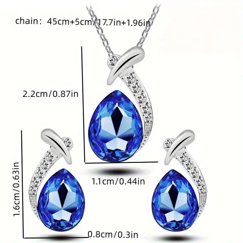 Conjunto de Joias em Forma de Gota de Safira