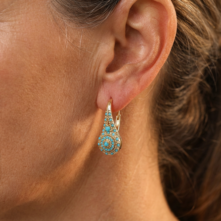 Brincos Gilded Turquoise Bloom