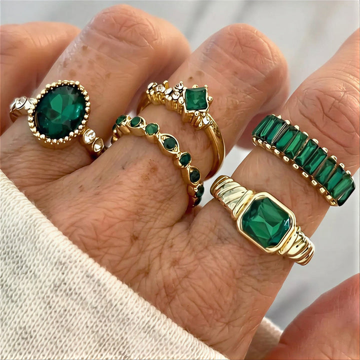 Conjunto de Anéis Palazzo Emerald