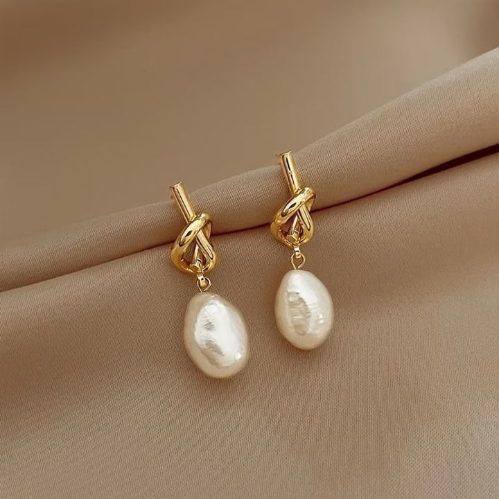 Brincos de Pérola Knotada Elegância