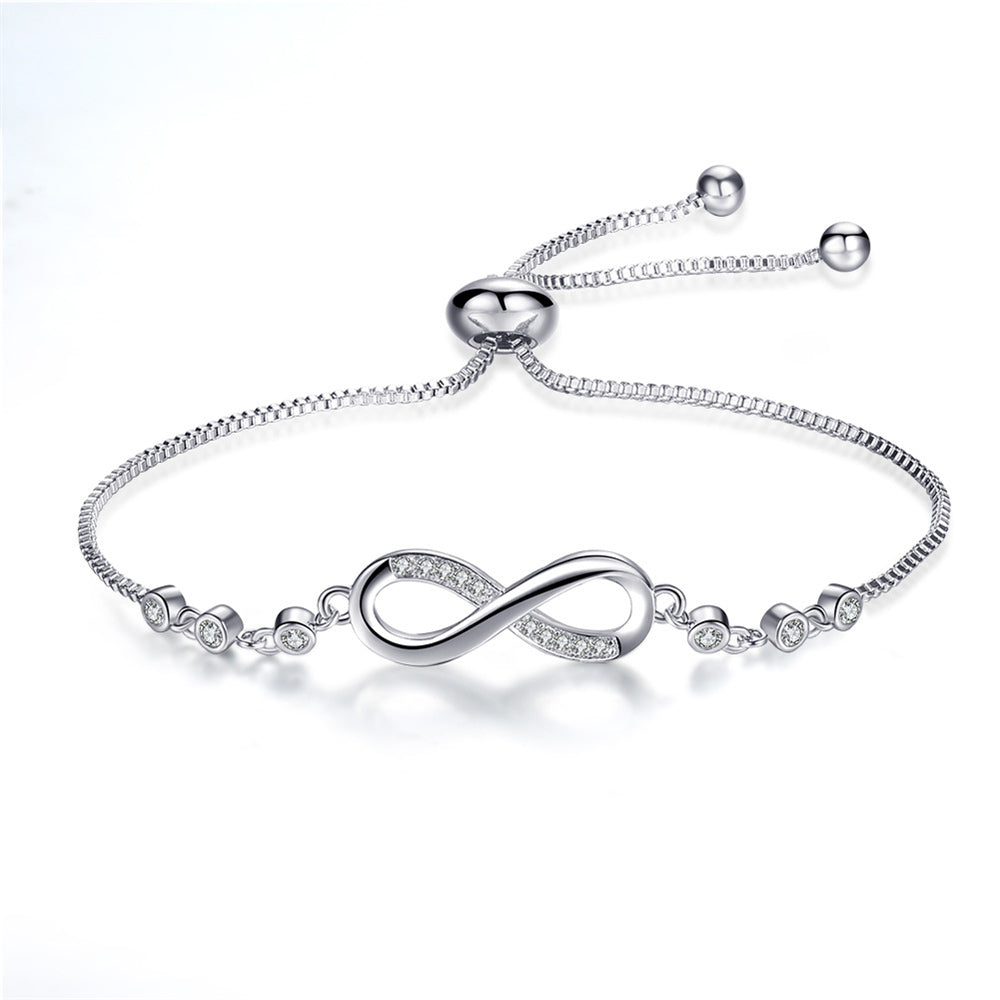Pulseira Infinita Ajustável em Prata