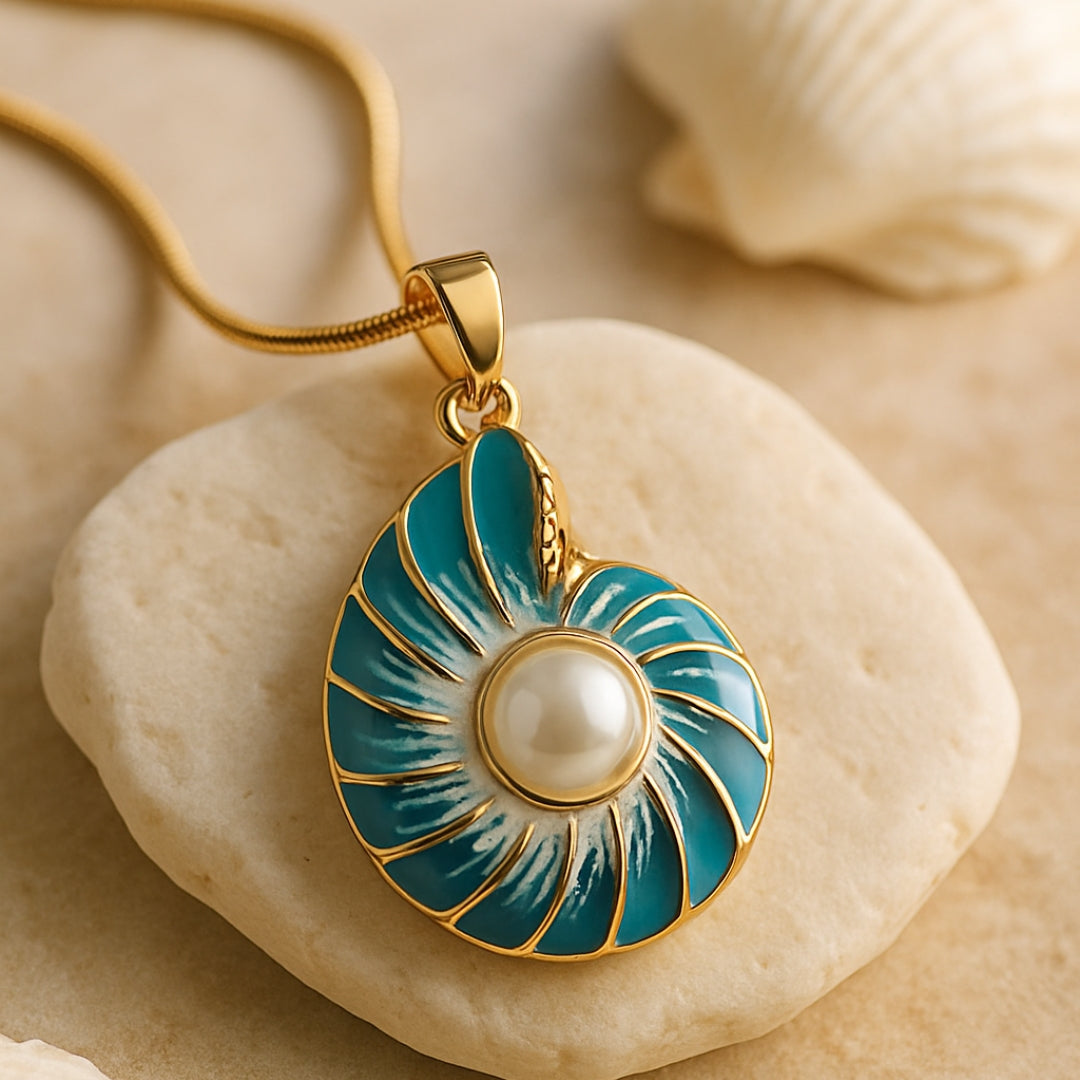 Colar de Pérola de Concha do Mar em Ouro