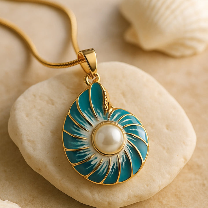 Colar de Concha Azul Pérola