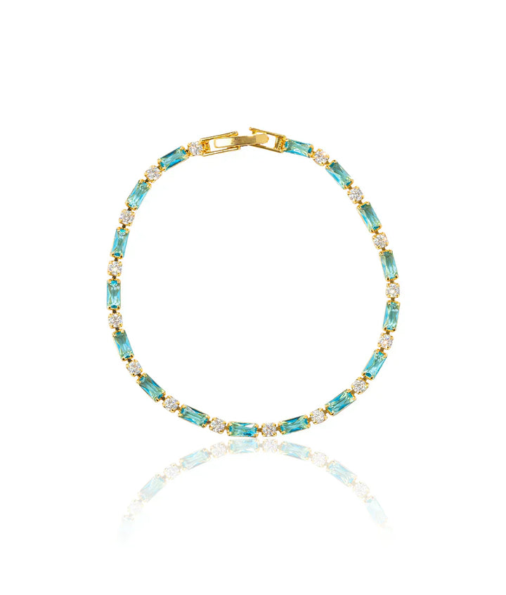 Pulseira Dourada Turquesa Elegante