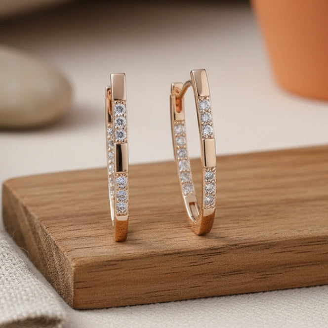 Brincos de Ouro com Zircônia Elegante