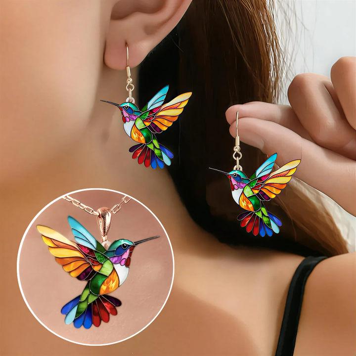 Brinco de Beija-flor Elegante com Colar Grátis | Oferta Limitada