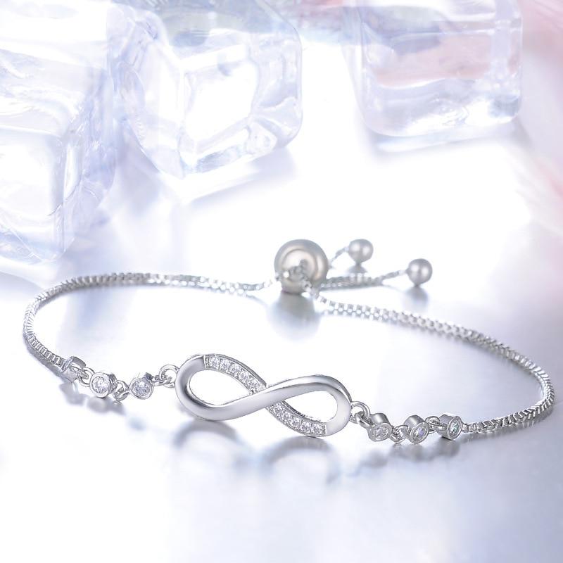 Pulseira Infinita Ajustável em Prata