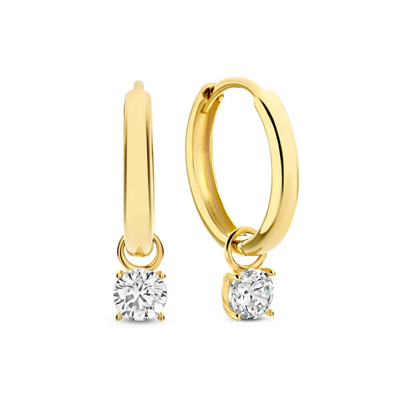 Conjunto de Brincos de Diamante Dourado Elegante