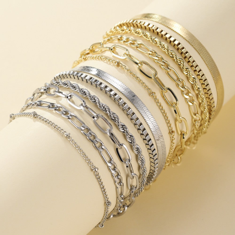 Conjunto de Pulseiras em Camadas Luxuosas