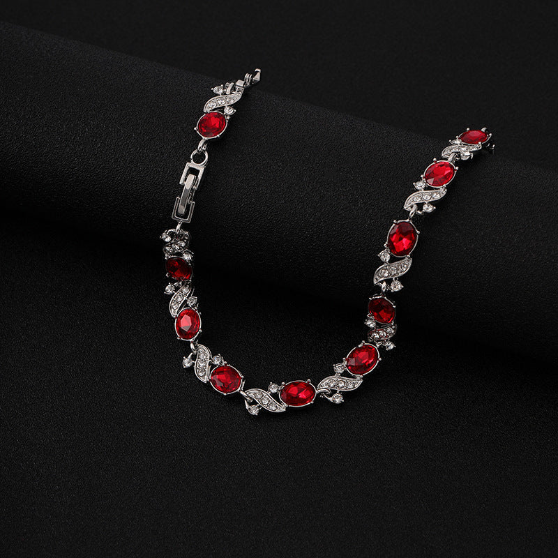 Pulseira de Ouro Branco com Acento Rubi Sofisticada