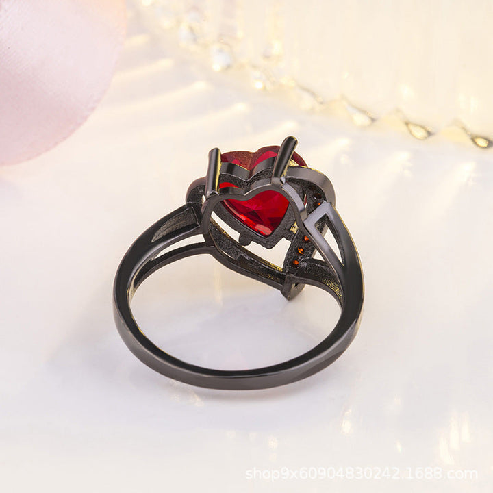Anel Elegante de Espinho de Rosa Preta