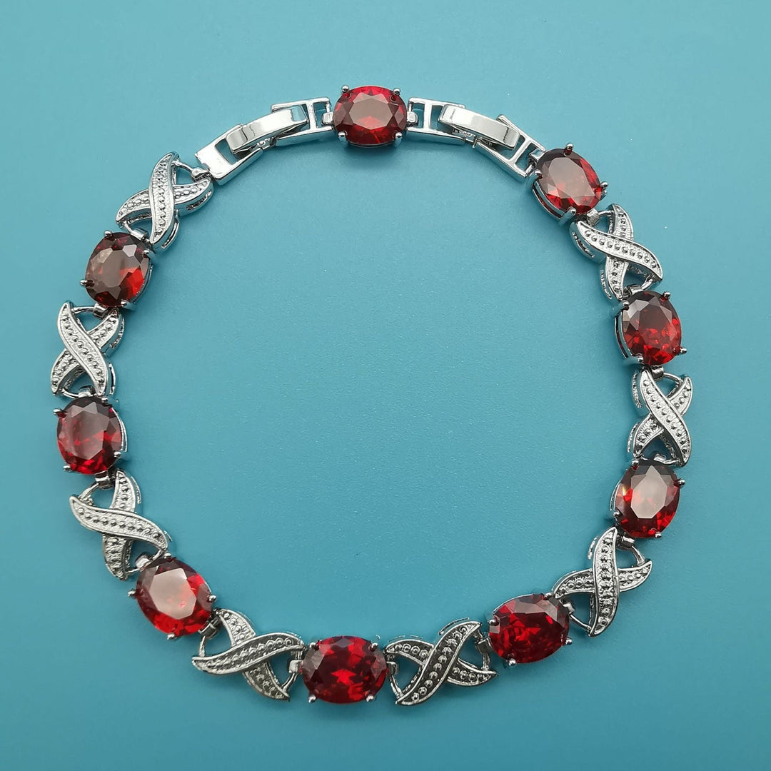 Pulseira de Cristal Rubi Elegante