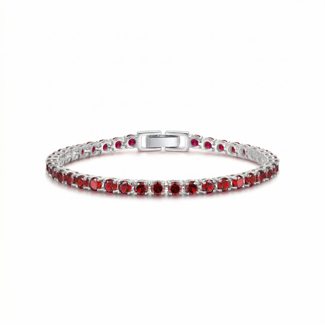 Bracelete de Ouro Branco com Rubi Sofisticado