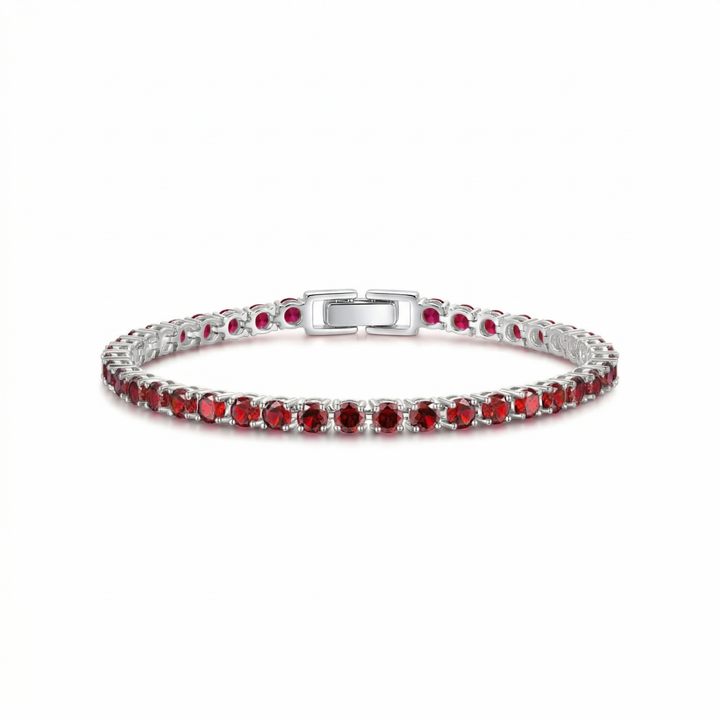Bracelete de Ouro Branco com Rubi Sofisticado