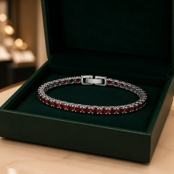 Bracelete de Ouro Branco com Rubi Sofisticado