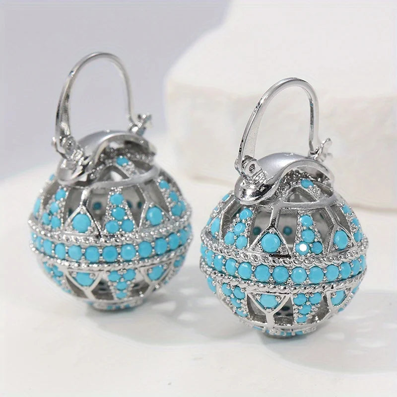 Brincos Mandala Turquesa Dourada