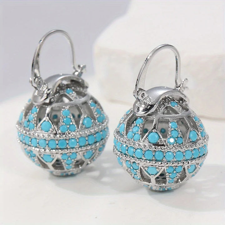 Brincos Mandala Turquesa Dourada