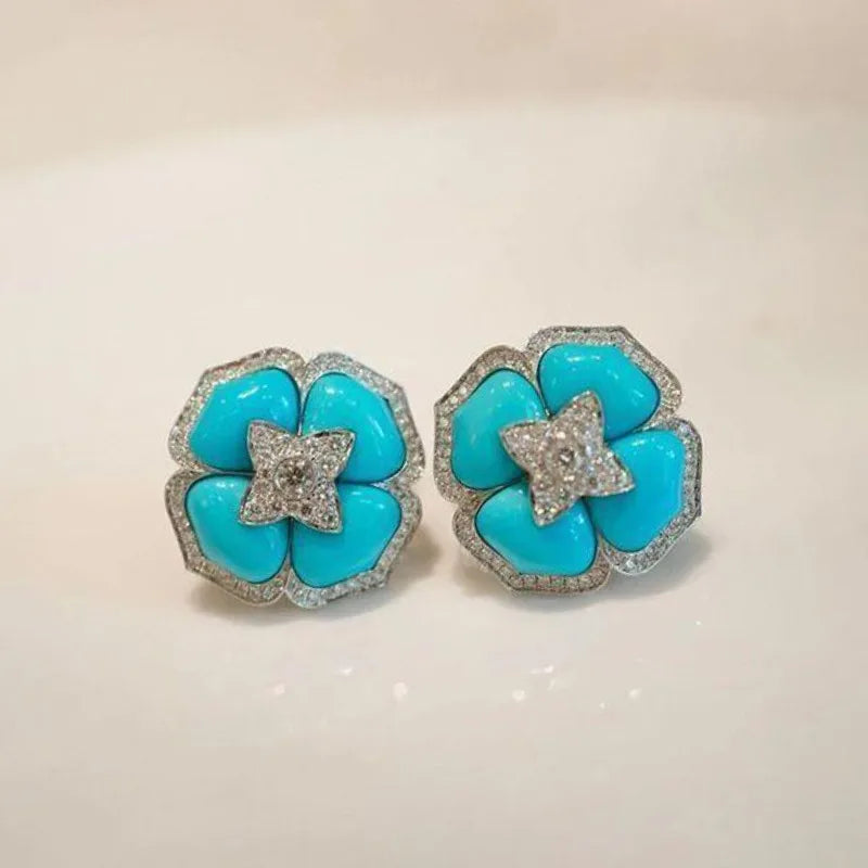Brincos de Flor Turquesa Intimista