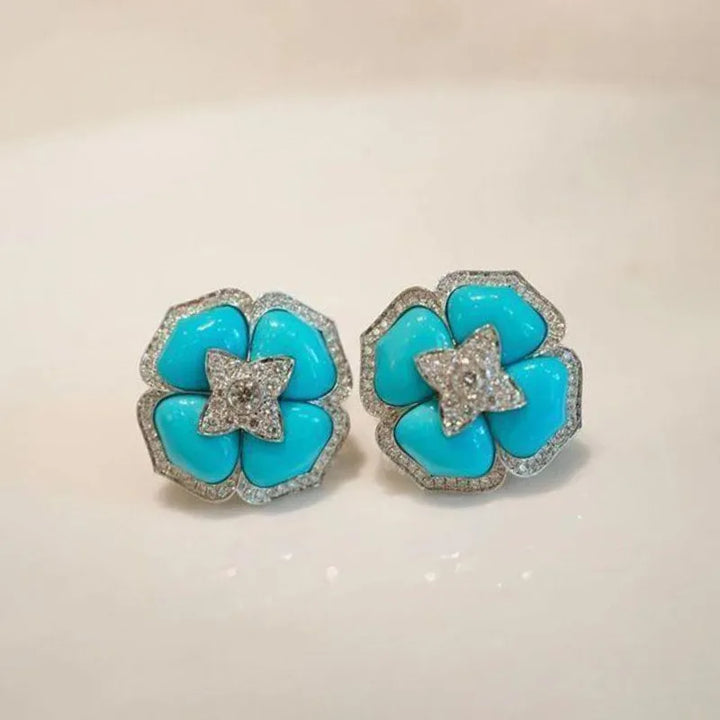 Brincos de Flor Turquesa Intimista