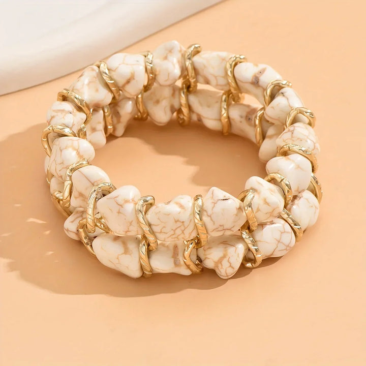 Pulseira Elegante de Ouro Turquesa
