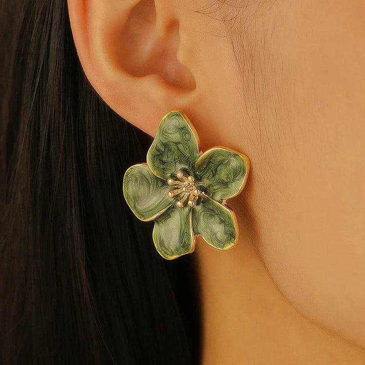 Brincos Vintage de Esmeralda em Forma de Flor