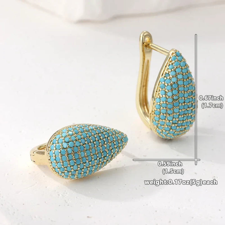 Brincos em Forma de Gota Turquesa