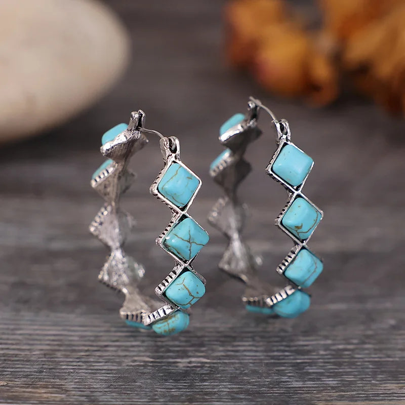 Vintage Turquoise Hoop Earrings